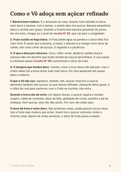 Página Como o Vô adoça sem açúcar refinado